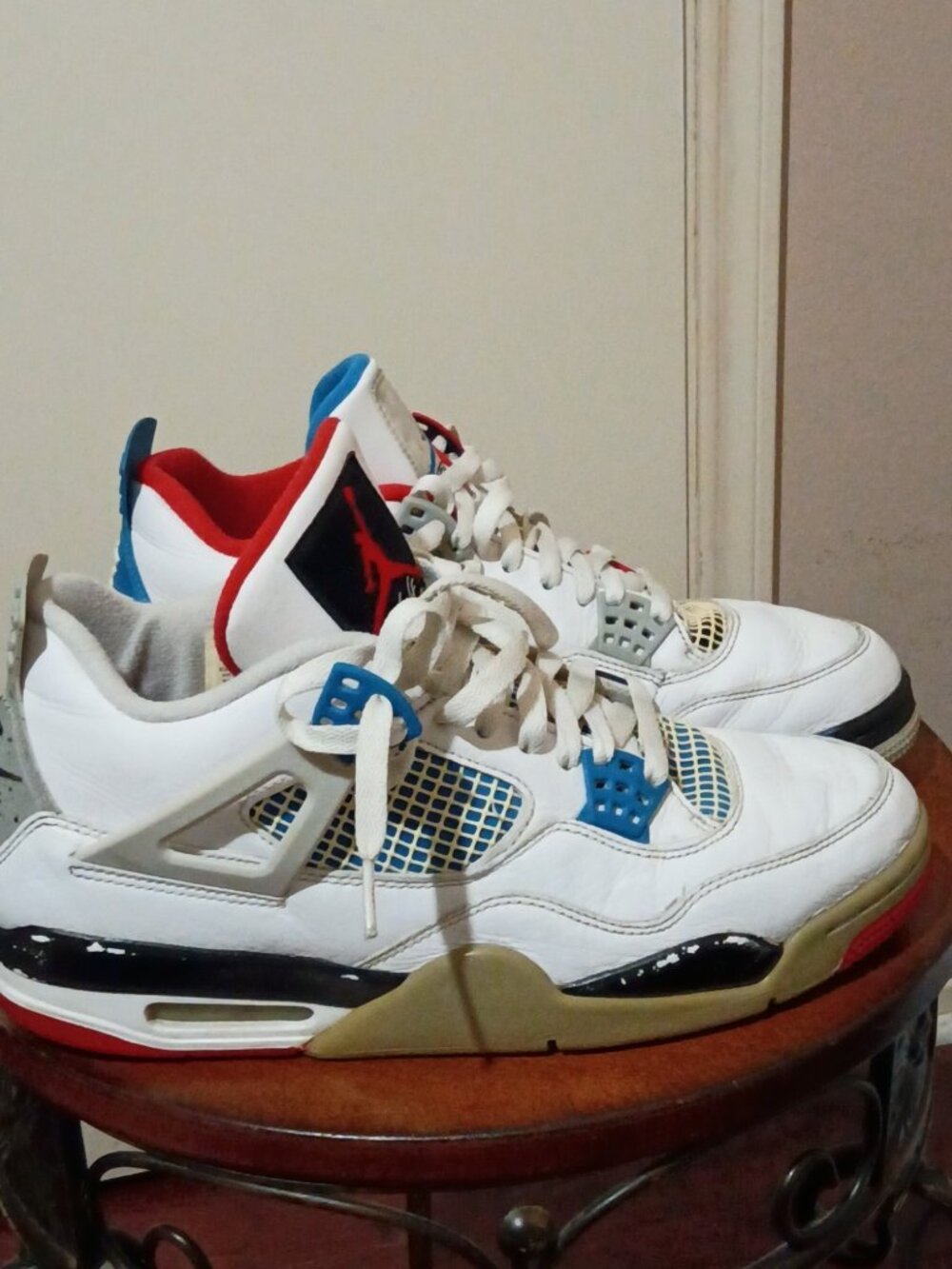 Nike Air Jordan 4 Retro SE What The 4 White Blue Red Men's Size 10 US CI1184-146